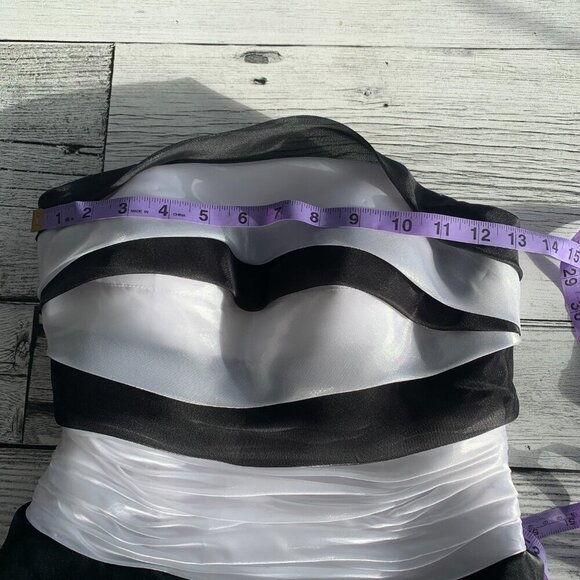 Xcite Impressions Striped Sleeveless Fit & Flair Tulle Formal Mini Dress - Picture 13 of 16